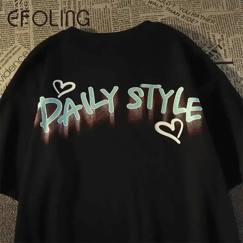 American Hip Hop Rock Cool Boy Anime T Shirts Loose Short Sleeve Cotton Tee Men Women Casual Summer Casual Tops Harajuku Couples Daulet Apparel