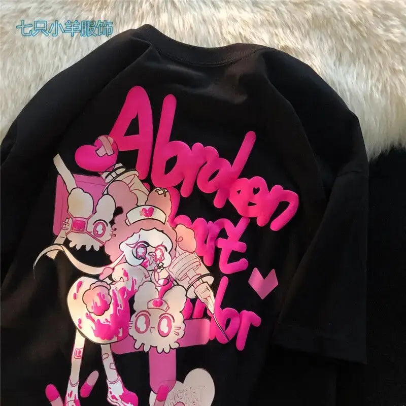 Cotton Harajuku Anime Graphic Tees Woman Tshirts Streetwear Women Top Fashion Summer Short-sleeved Y2k Tops Kawaii Japanese Daulet Apparel