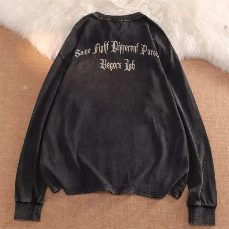 Dark Punk Goth Graphic Print Sweatshirt Mens O-neck Oversized Pullover Hip Hop Streetwear Y2K Tops Winter Clothes Harajuku 2022 Daulet Apparel