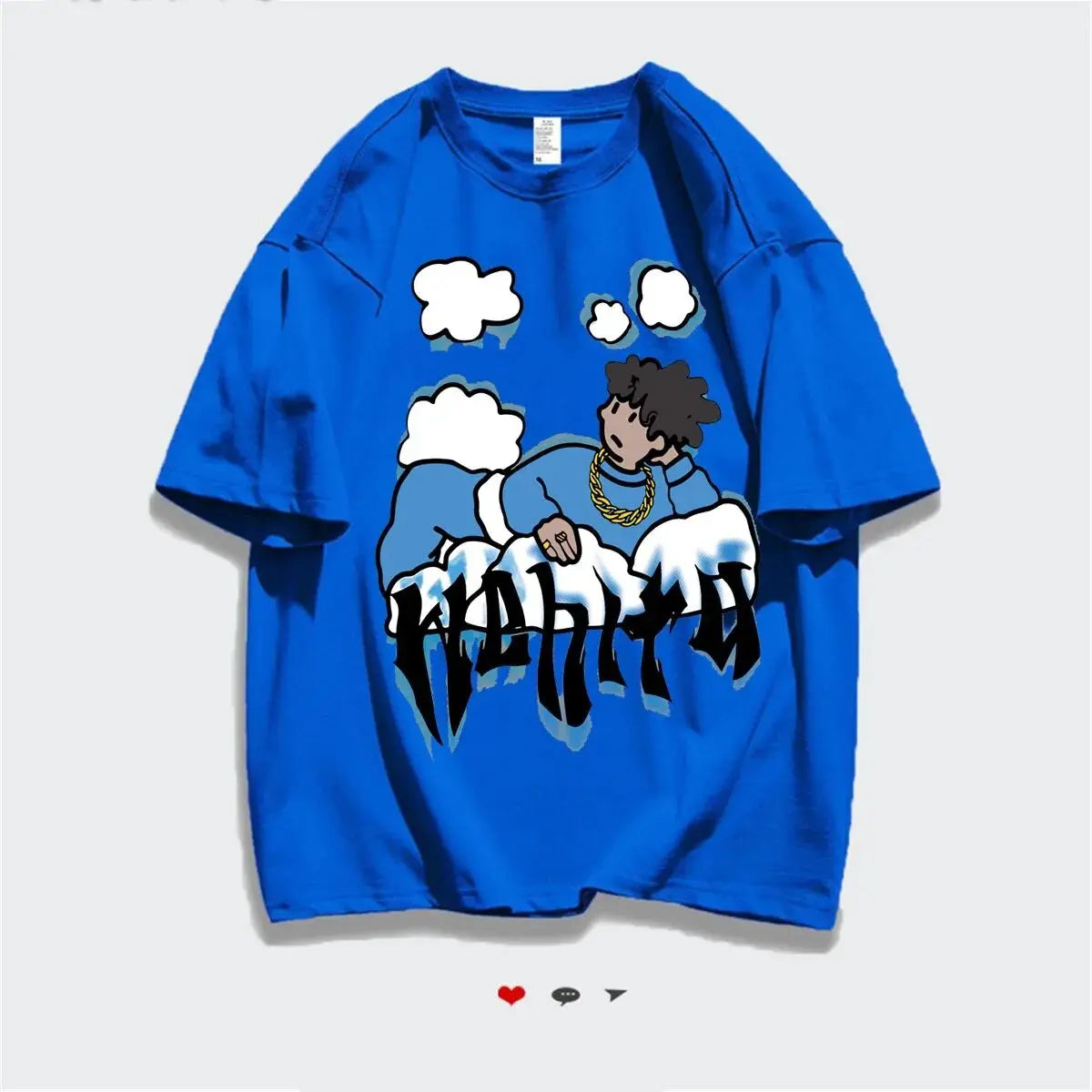 Harajuku Clouds Anime Boy Print High Street T Shirts Men Cool Hip Hop Oversized T Shirt Loose Casual 100% Cotton Summer Y2K Tops Daulet Apparel
