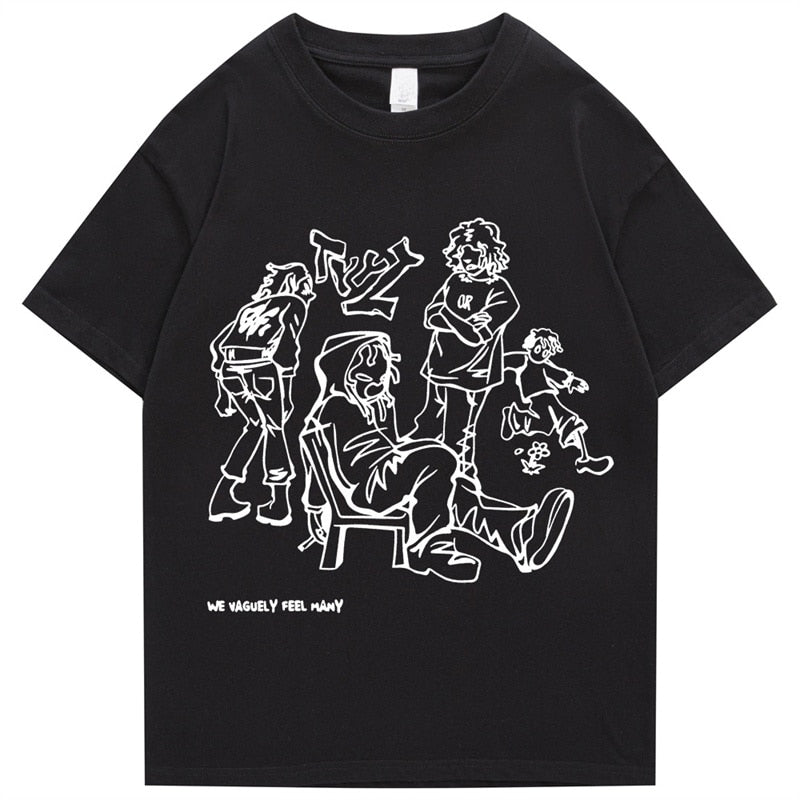 Japanese Harajuku T-Shirt Men Streetwear Funny Anime Cartoon Graphic T Shirt 2023 Men Cotton Tshirt Oversized Tops Tees HipHop Daulet Apparel