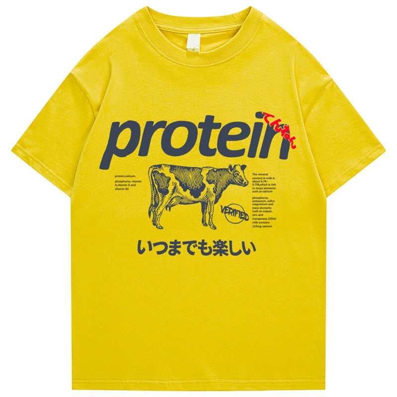 2022 Protein Cartoon Graphic Kawaii Men Tshirt Summer Short Sleeve Oversize Man T Shirt Japanese Harajuku Men's Clothing Daulet Apparel
