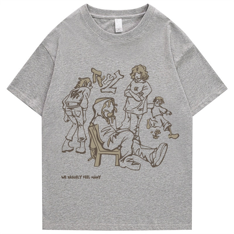 Japanese Harajuku T-Shirt Men Streetwear Funny Anime Cartoon Graphic T Shirt 2023 Men Cotton Tshirt Oversized Tops Tees HipHop Daulet Apparel