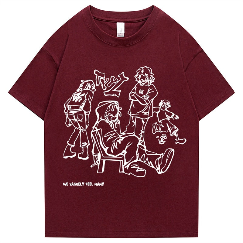 Japanese Harajuku T-Shirt Men Streetwear Funny Anime Cartoon Graphic T Shirt 2023 Men Cotton Tshirt Oversized Tops Tees HipHop Daulet Apparel