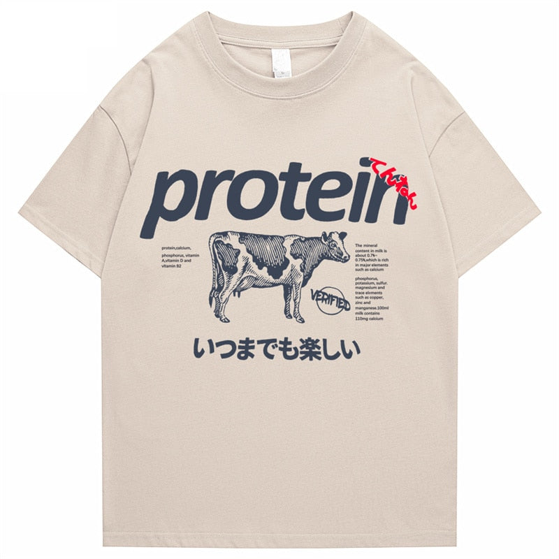 2022 Protein Cartoon Graphic Kawaii Men Tshirt Summer Short Sleeve Oversize Man T Shirt Japanese Harajuku Men's Clothing Daulet Apparel