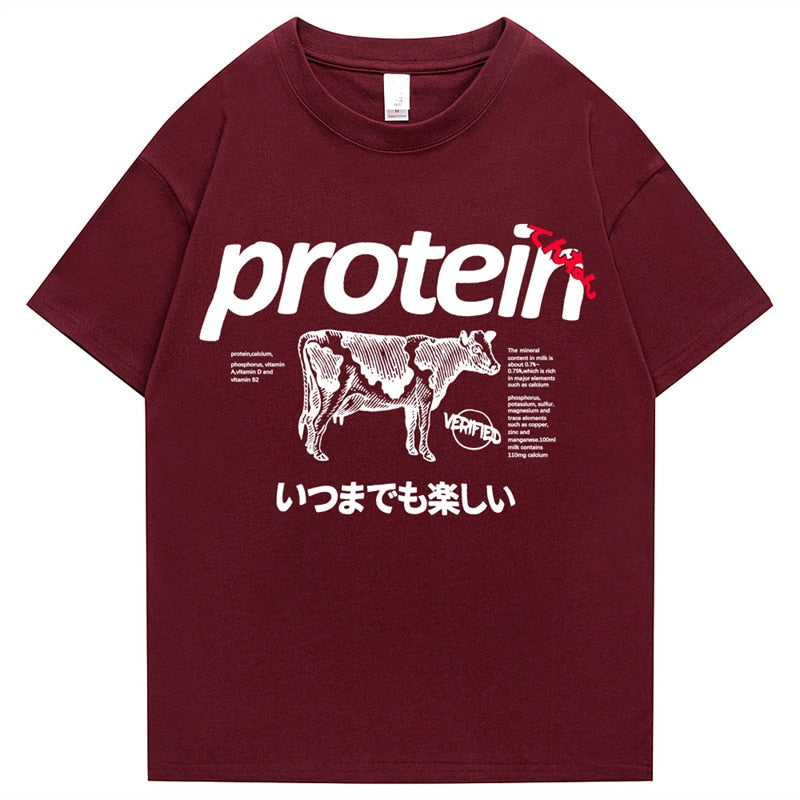 2022 Protein Cartoon Graphic Kawaii Men Tshirt Summer Short Sleeve Oversize Man T Shirt Japanese Harajuku Men's Clothing Daulet Apparel