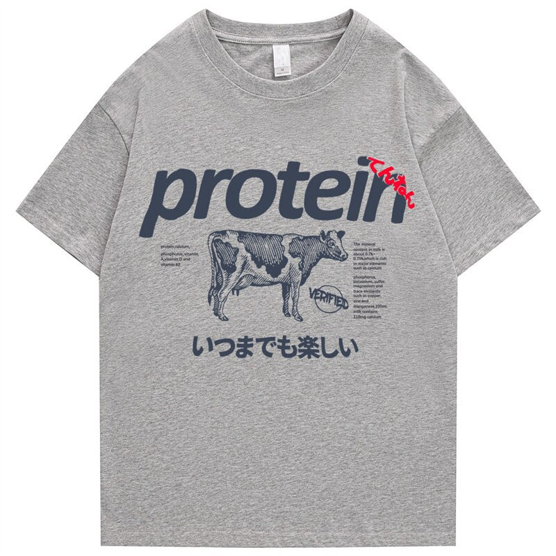 2022 Protein Cartoon Graphic Kawaii Men Tshirt Summer Short Sleeve Oversize Man T Shirt Japanese Harajuku Men's Clothing Daulet Apparel