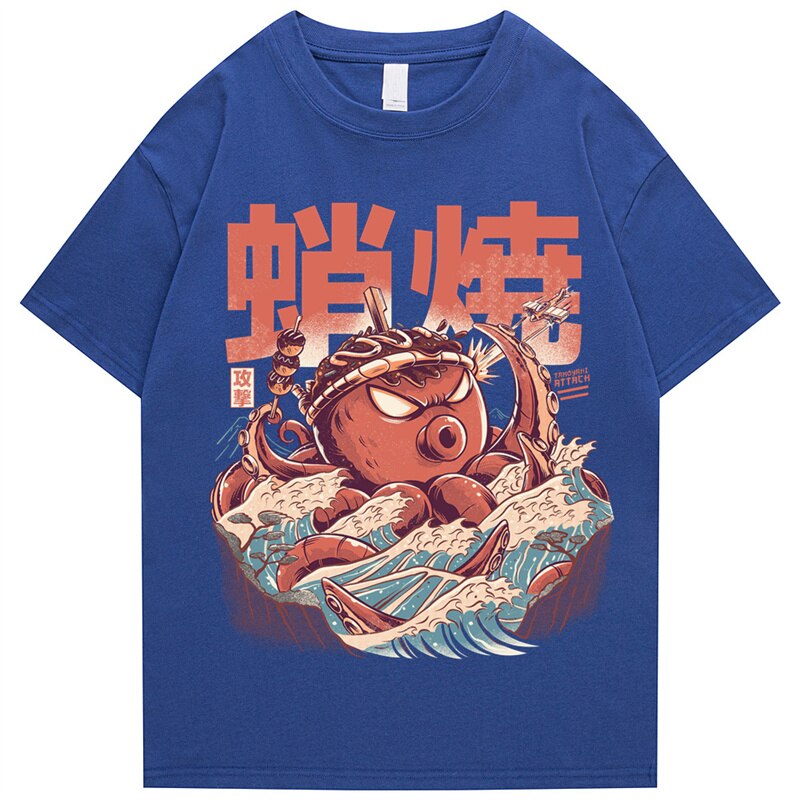T Shirts Streetwear Tshirts Cartoon Short Sleeve Casual Summer Cotton Men Hip Hop Print O-neck 2022 Japanese Harajuku Top Daulet Apparel