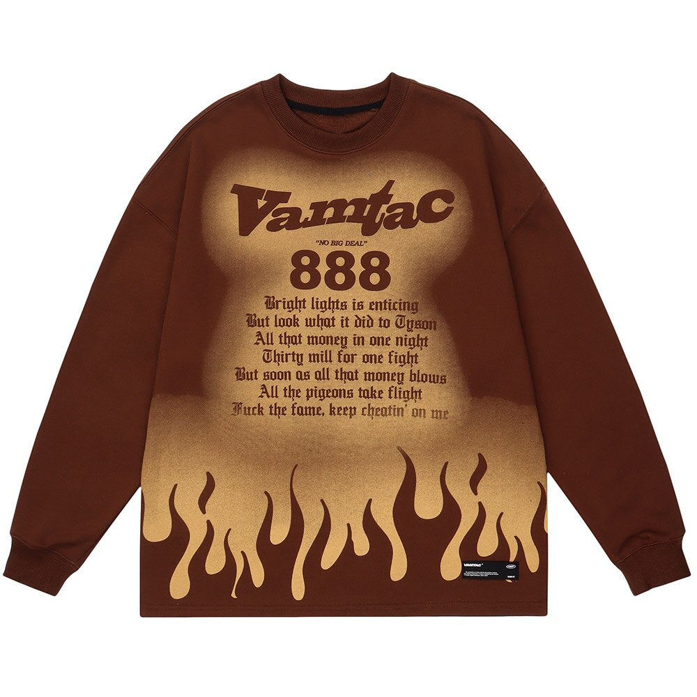 "White Flame" Unisex Men Women Streetwear Graphic Sweatshirt Daulet Apparel