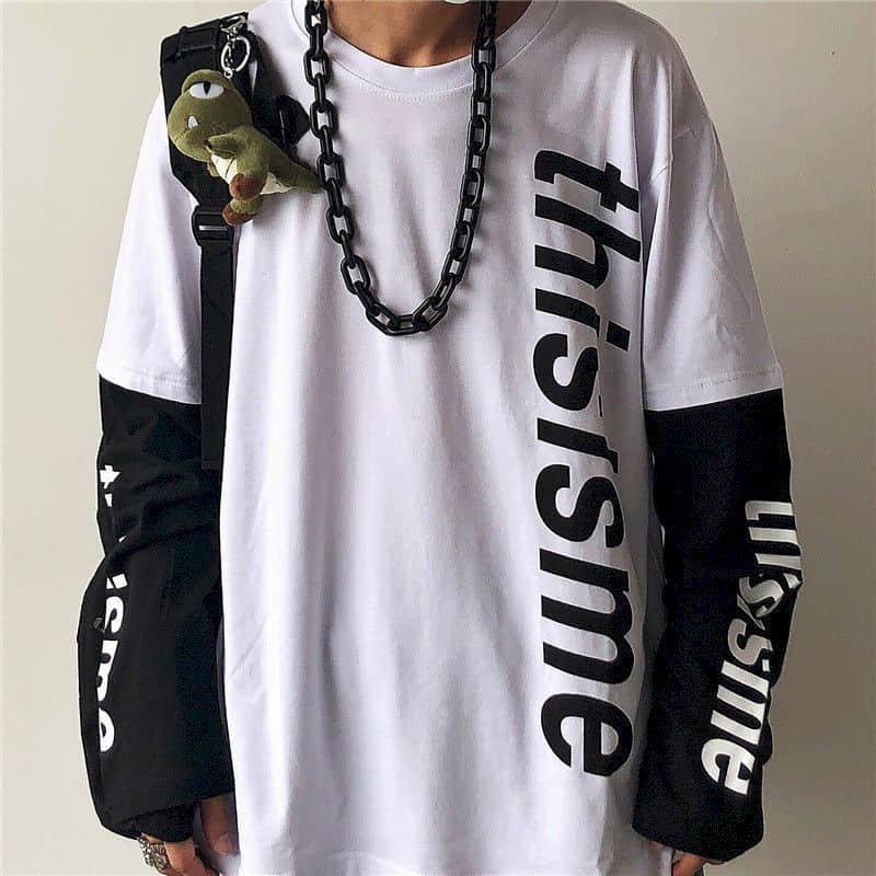Cross Print T Shirt Men Long Sleeve Harajuku Loose Oversized Autumn Cool INS Tops Japan Patchwork BF Couple White T Shirt Women Daulet Apparel