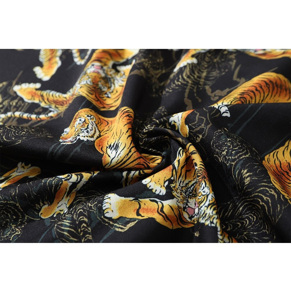 "Dark Leopard" Unisex Streetwear Men Women Button Shirt Daulet Apparel