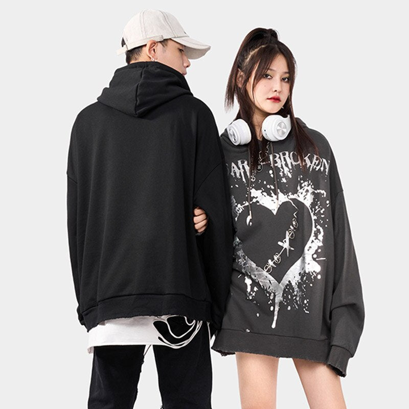 "Broken Heart" Unisex Men Women Streetwear Graphic Hoodie Daulet Apparel