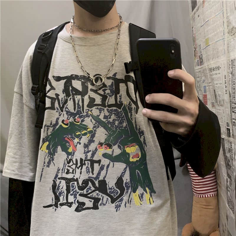 Cross Print T Shirt Men Long Sleeve Harajuku Loose Oversized Autumn Cool INS Tops Japan Patchwork BF Couple White T Shirt Women Daulet Apparel