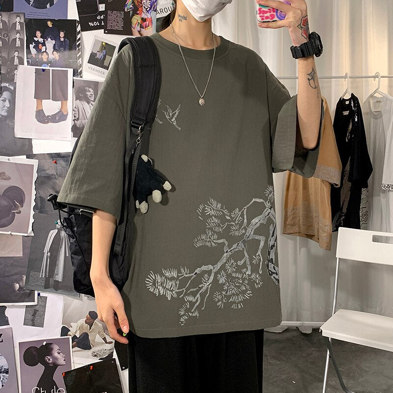 "Summer Tree" Unisex Men Women Streetwear Graphic T-Shirt Daulet Apparel