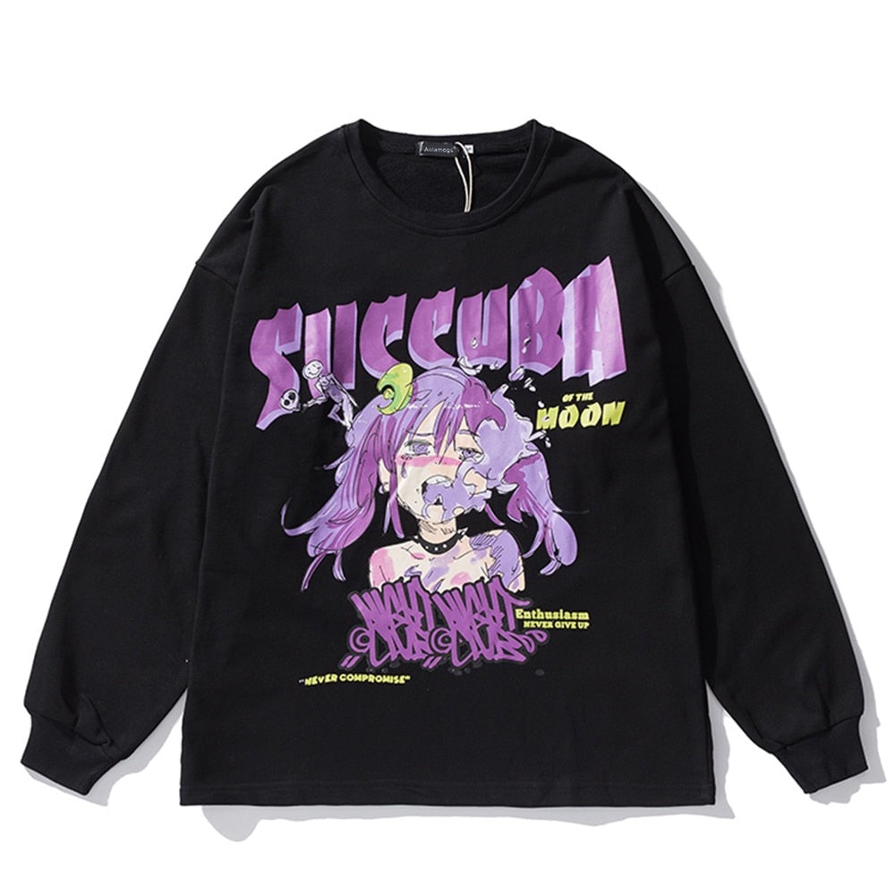BOXY SWEATSHIRT - WAVE PRINT - PURPLE main image 1