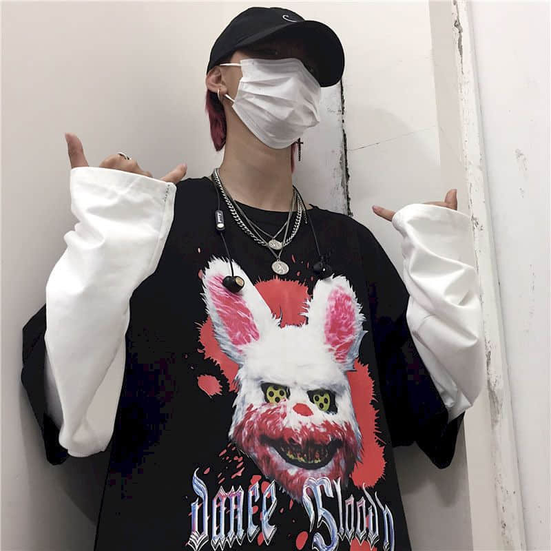 Cross Print T Shirt Men Long Sleeve Harajuku Loose Oversized Autumn Cool INS Tops Japan Patchwork BF Couple White T Shirt Women Daulet Apparel