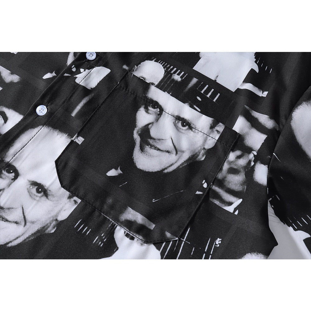 "Akhan Collage" Unisex Graphic Streetwear Button Up Shirt Daulet Apparel