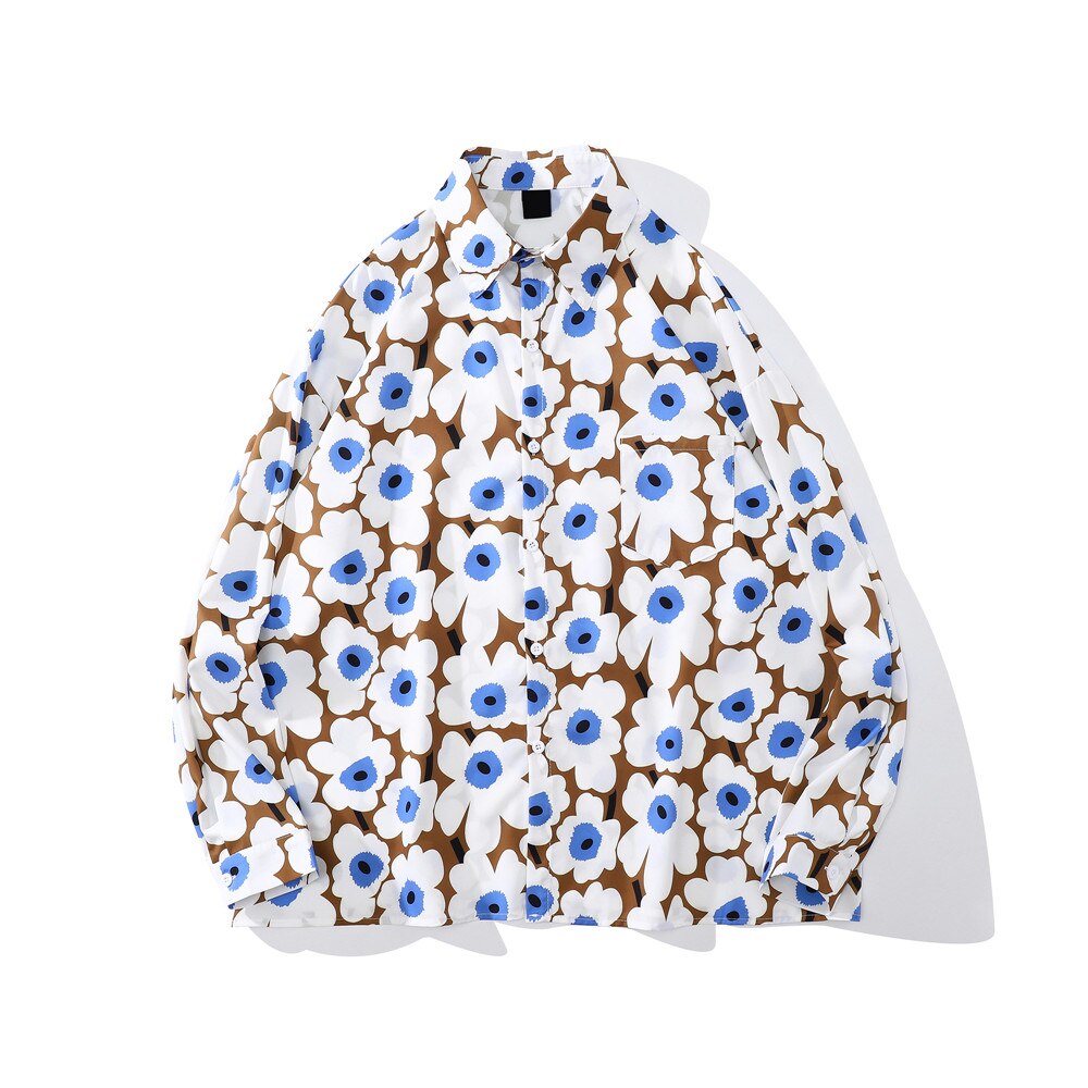 "Floral Garden" Unisex Men Women Streetwear Graphic Button Shirt Daulet Apparel