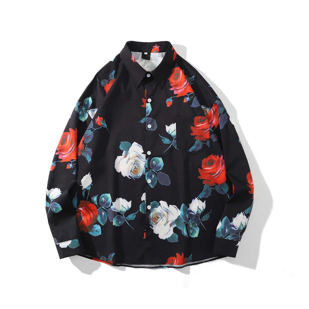 "Flower Garden" Unisex Men Women Streetwear Graphic Button Shirt Daulet Apparel
