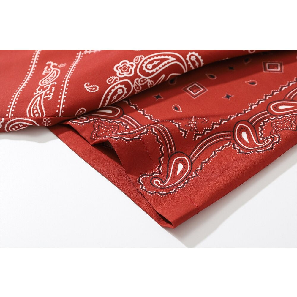 "Vintage Red" Unisex Men Women Streetwear Graphic Button Shirt Daulet Apparel