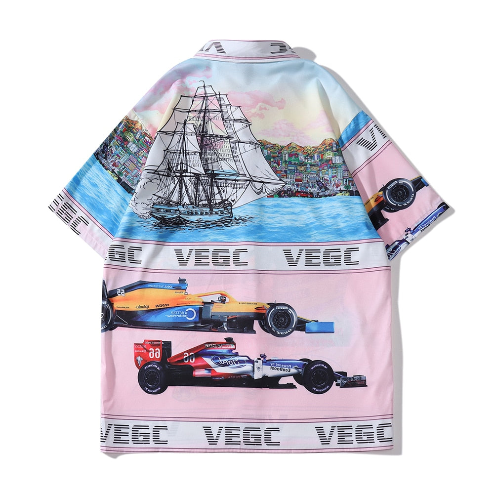 "Nascar Driver" Unisex Men Women Streetwear Button Shirt Daulet Apparel