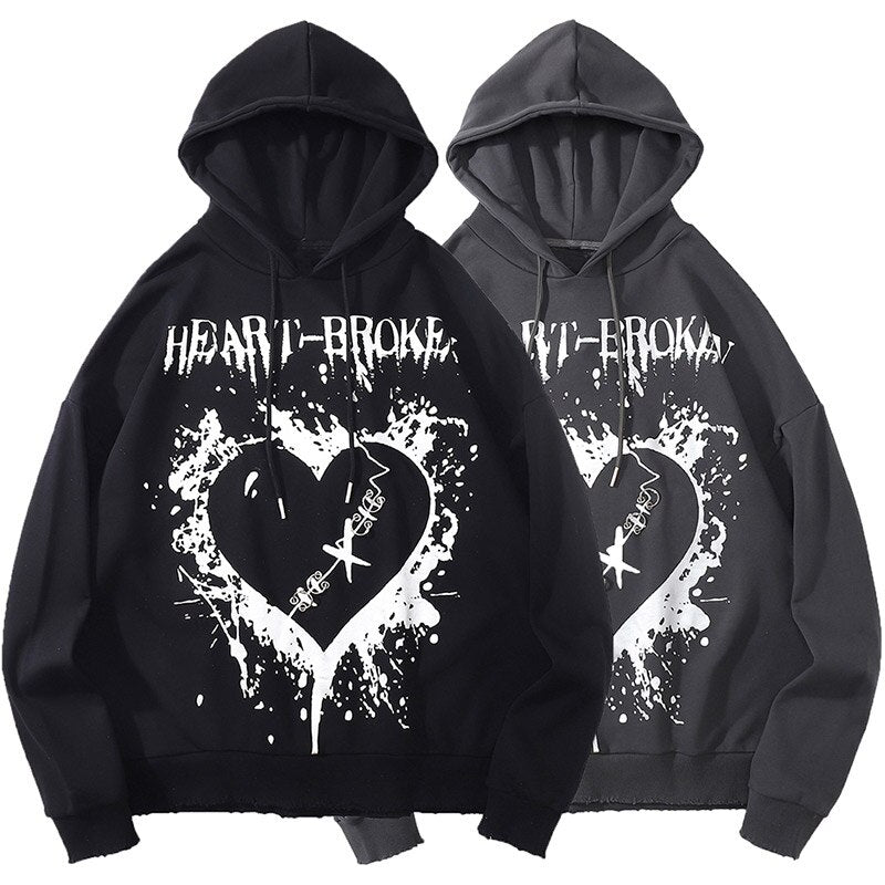 "Broken Heart" Unisex Men Women Streetwear Graphic Hoodie Daulet Apparel