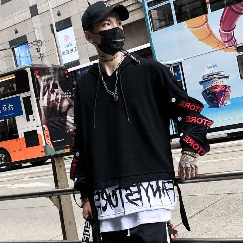 Cool Men Punk Hoodie Streetwear Hood Sweatshirt Hoody Men Black Red Long Sleeves Hip Hop Autumn Winter Mens Women Sweatshirt Daulet Apparel