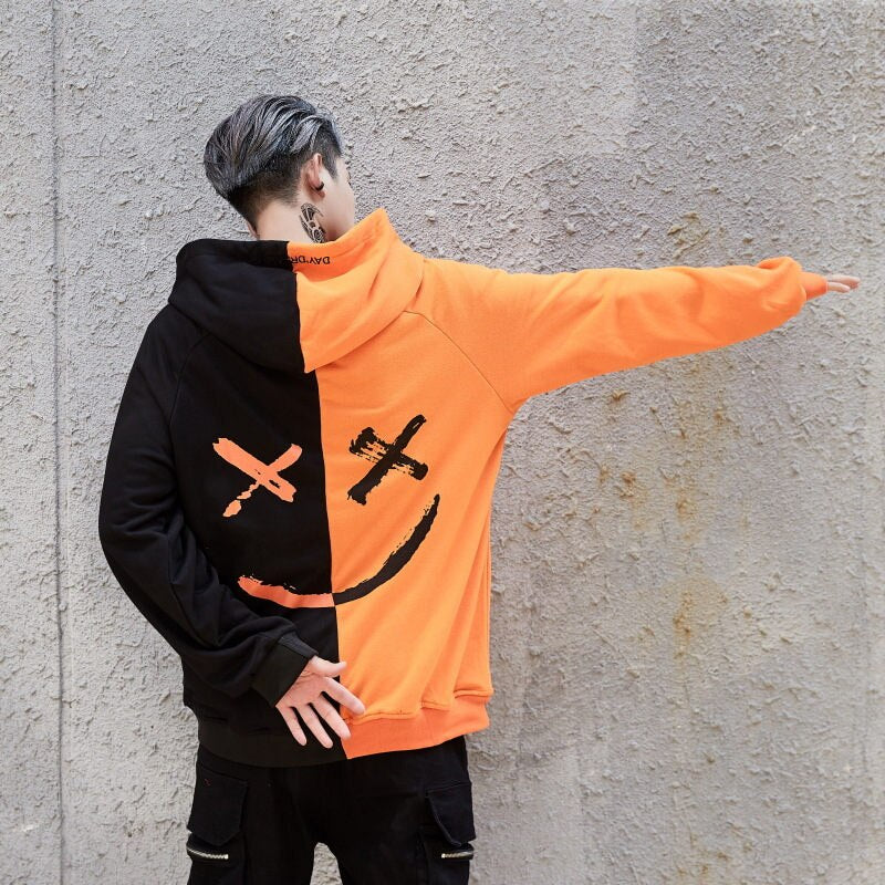 Spliced Unisex Men Women Streetwear Graphic Hoodie