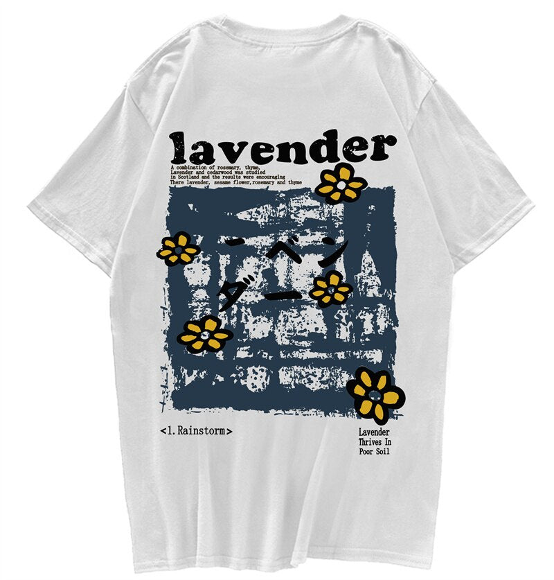 "Lavender” Men Women Streetwear Unisex Graphic T-Shirt Daulet Apparel