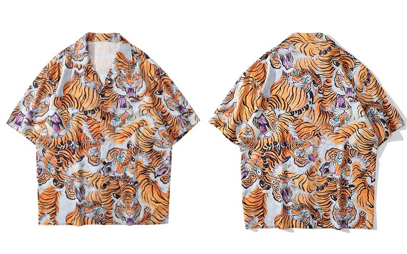 "Golden Tiger" Unisex Men Women Streetwear Graphic Shirt Daulet Apparel