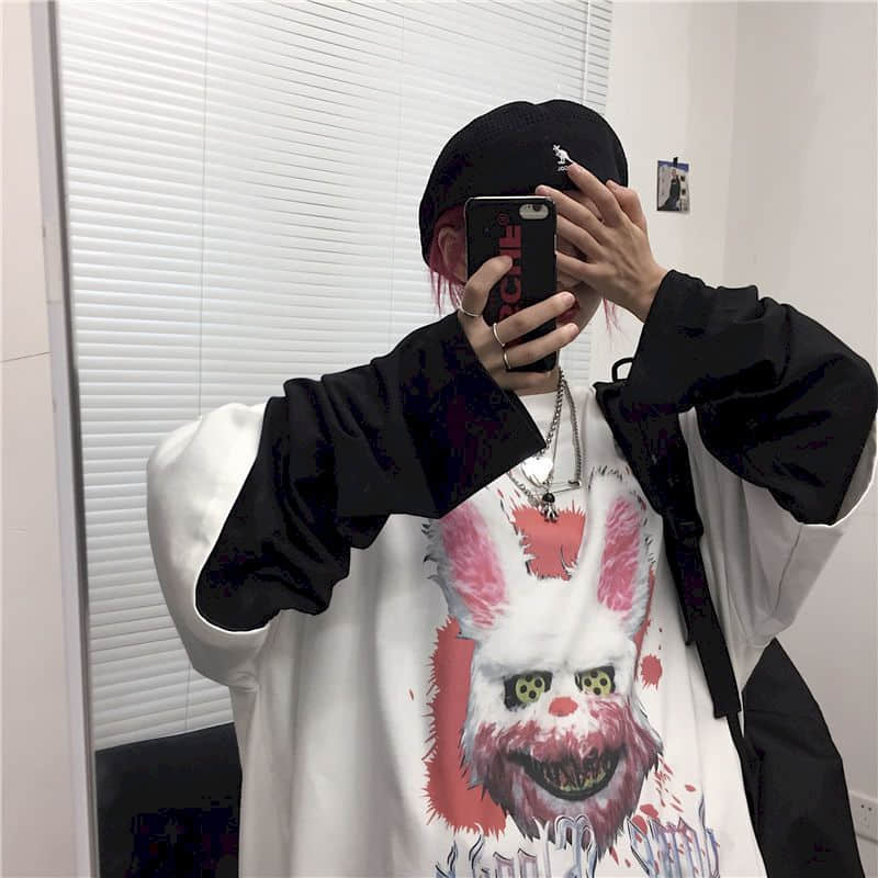 Cross Print T Shirt Men Long Sleeve Harajuku Loose Oversized Autumn Cool INS Tops Japan Patchwork BF Couple White T Shirt Women Daulet Apparel