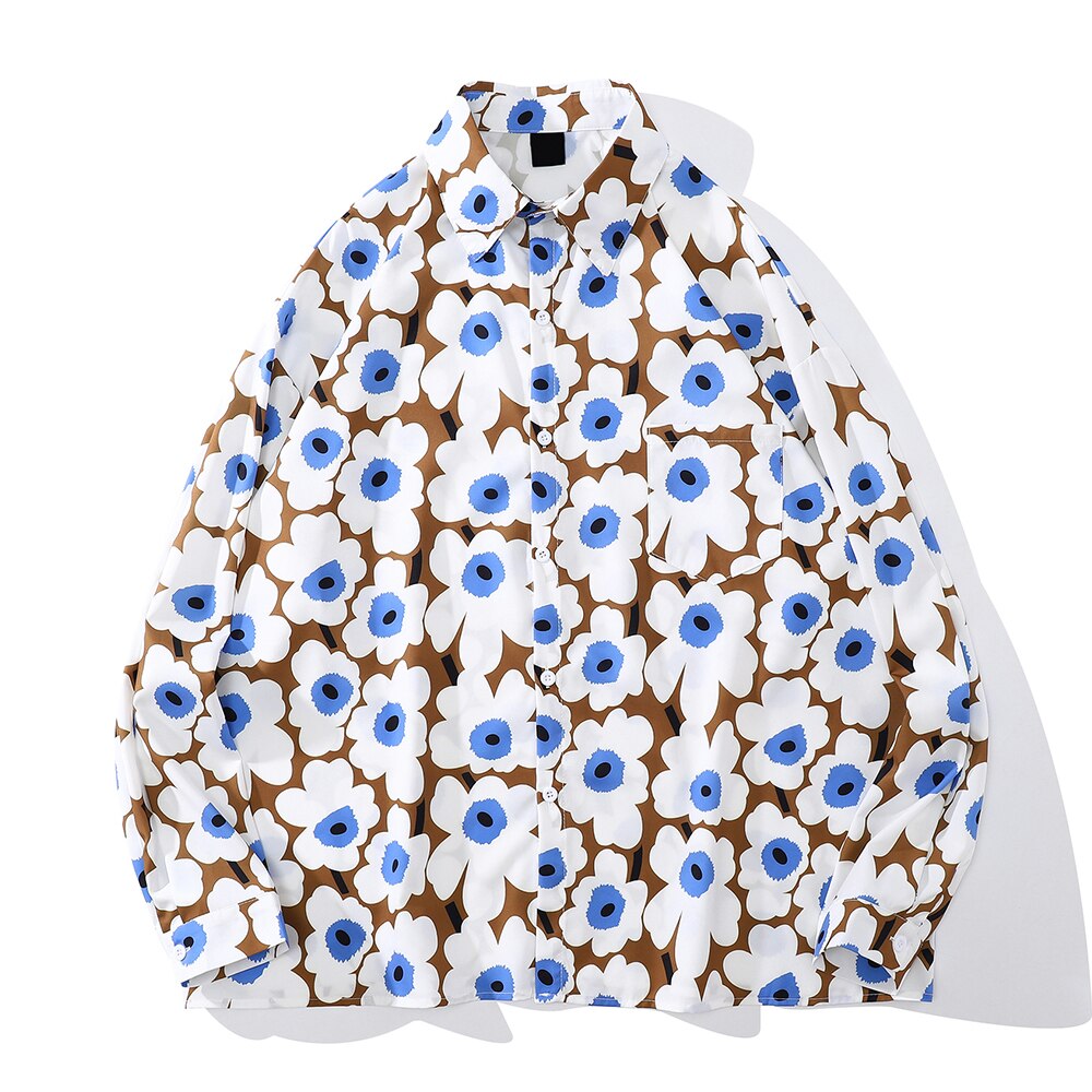 "Floral Garden" Unisex Men Women Streetwear Graphic Button Shirt Daulet Apparel