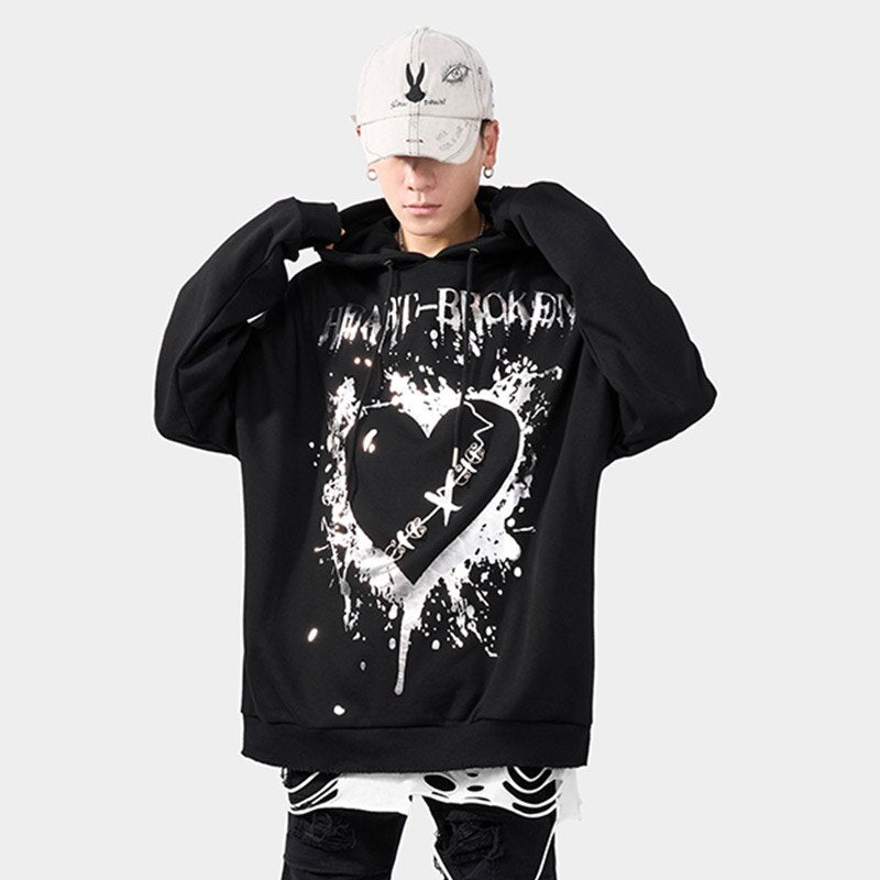"Broken Heart" Unisex Men Women Streetwear Graphic Hoodie Daulet Apparel