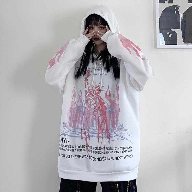 Black Hop Hop Hoodie Streetwear Korean Loose Gothic Sweatshirt Men Fashion Tops Casual Funny Spring Autumn Harajuku Hoodies Male Daulet Apparel
