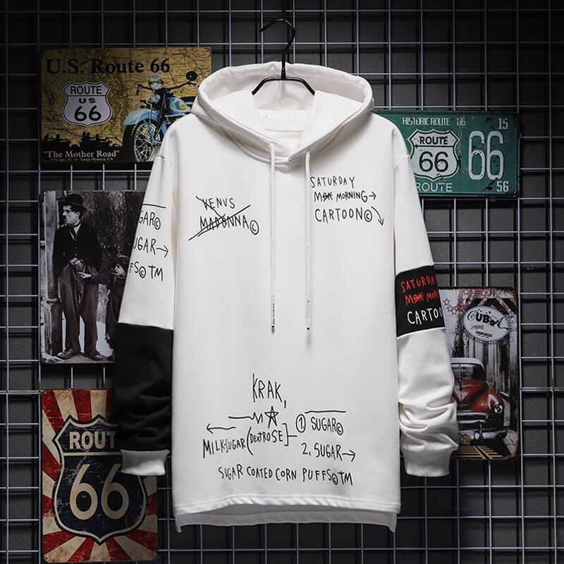 Black Hip Hop Hoodie Men Casual Punk Sweatshirts Streetwear Cool Women Autumn Oversized Male Fashion Patchwork Hooded Hoodie Daulet Apparel