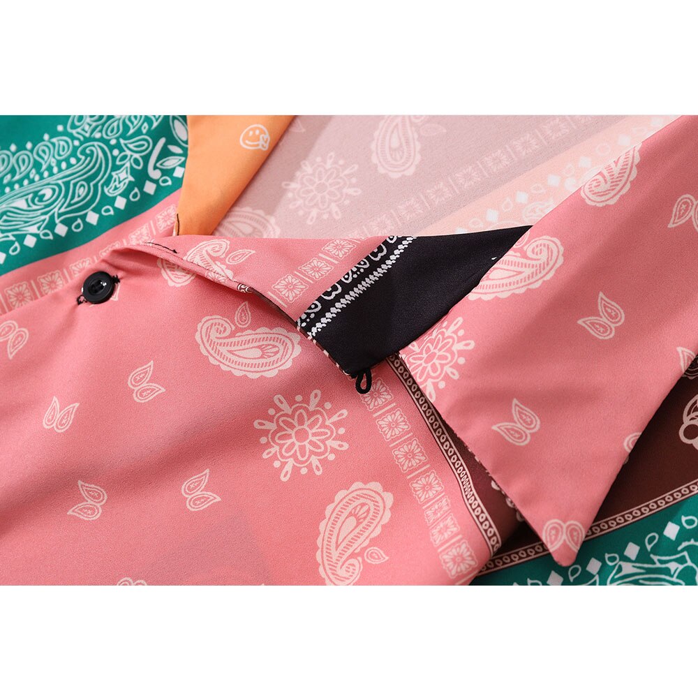 "Paisley Patch" Unisex Men Women Streetwear Button Up Shirt Daulet Apparel