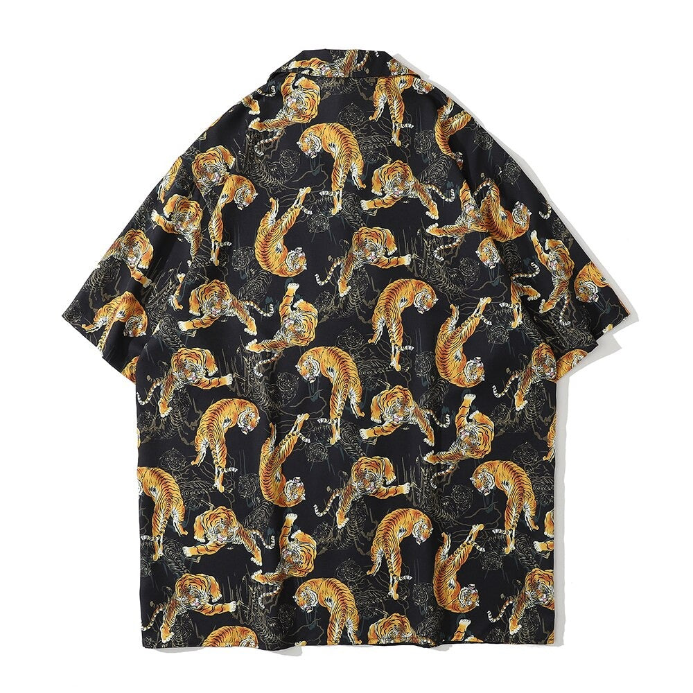 "Dark Leopard" Unisex Streetwear Men Women Button Shirt Daulet Apparel