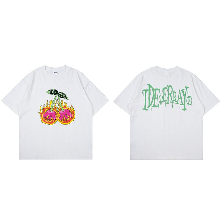 "Cherry Flame" Unisex Men Women Streetwear Graphic T-Shirt Daulet Apparel
