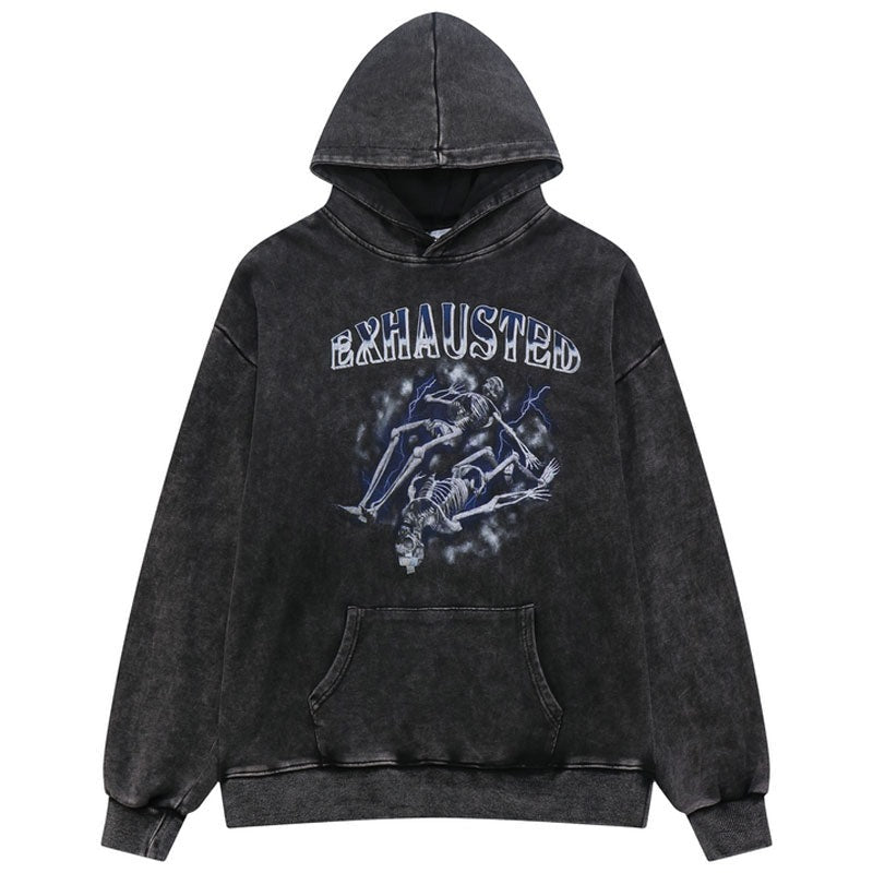 "Exhausted" Unisex Men Women Streetwear Graphic Hoodie Daulet Apparel