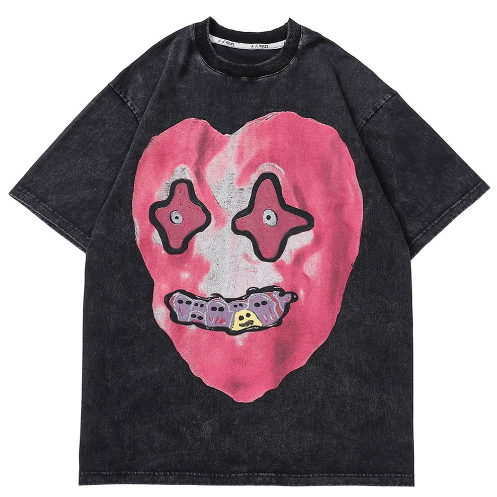 "Candy Heart" Men Women Streetwear Unisex Graphic T-Shirt Daulet Apparel