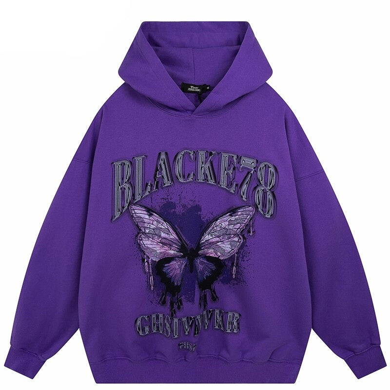 "Pink Butterfly" Unisex Men Women Streetwear Graphic Hoodie Daulet Apparel