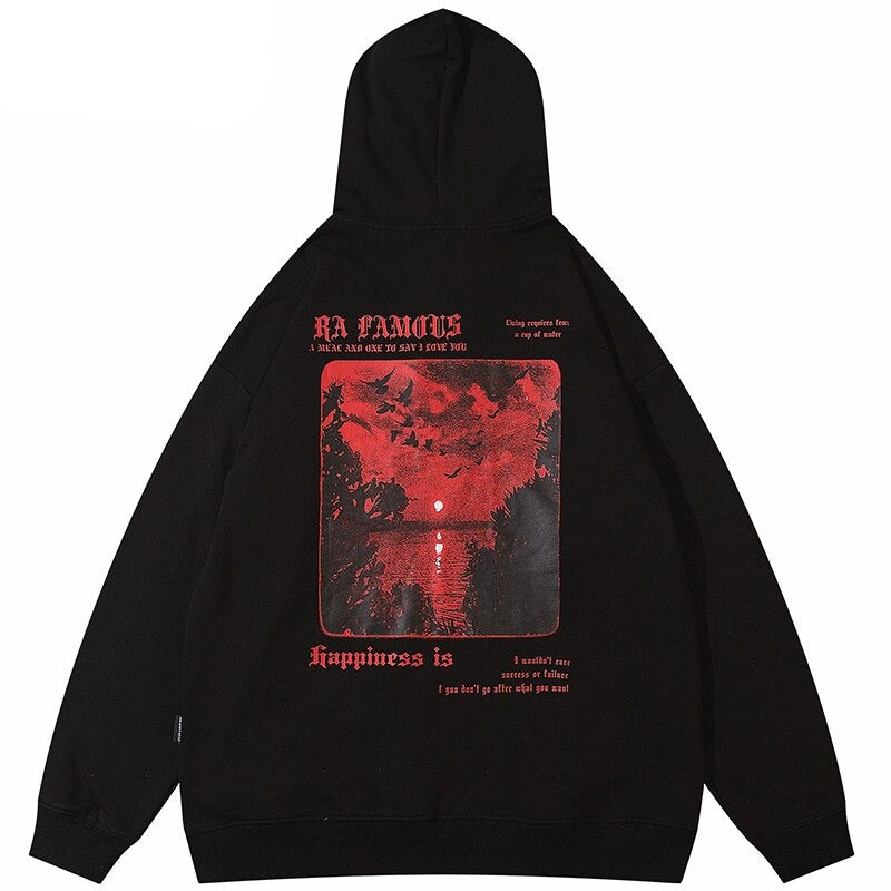 "Red Clouds" Unisex Men Women Streetwear Graphic Hoodie Daulet Apparel