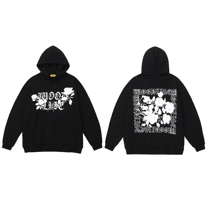 "Black Roses" Unisex Men Women Streetwear Graphic Hoodie Daulet Apparel
