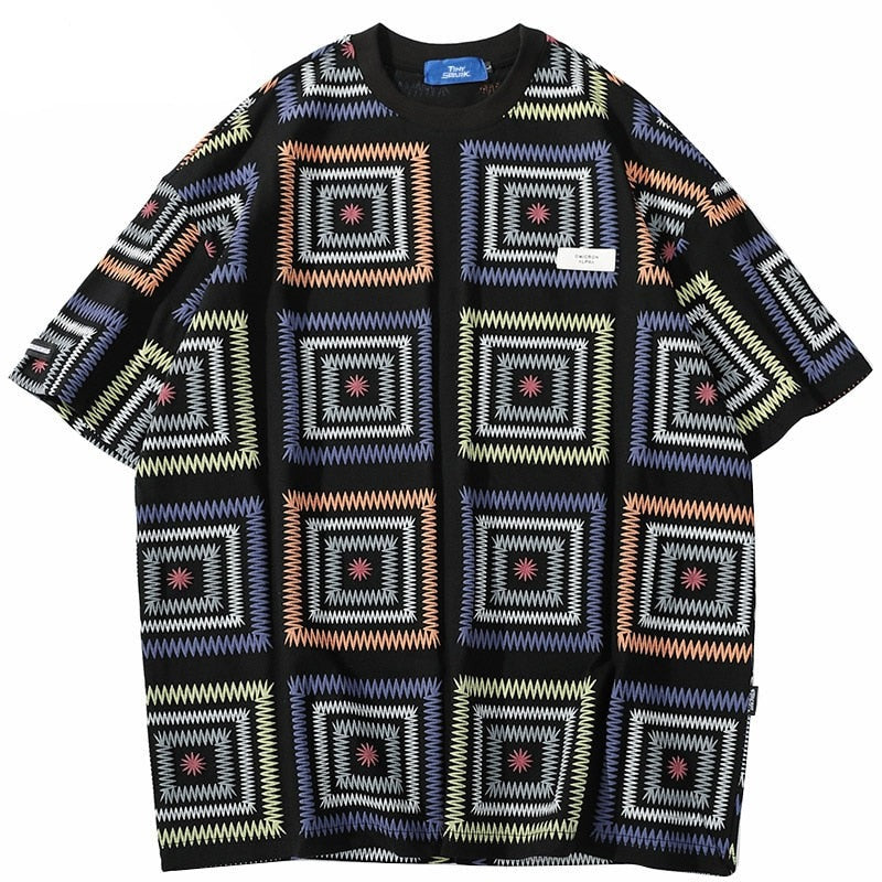 "Square Dance" Unisex Men Women Streetwear Graphic T-Shirt Daulet Apparel