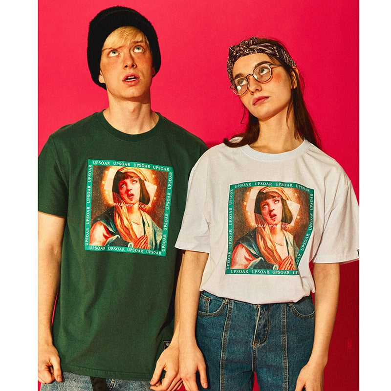 "Virgin Mary" Unisex Men Women Streetwear Graphic T-Shirt Daulet Apparel