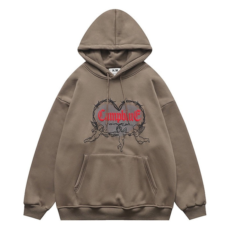 "Grey Heart" Unisex Men Women Streetwear Graphic Hoodie Daulet Apparel