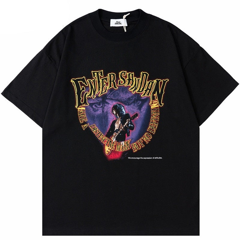 "Enter Here" Unisex Men Women Streetwear Graphic T-Shirt Daulet Apparel