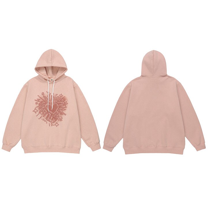 "Crossed Hearts" Unisex Men Women Streetwear Graphic Hoodie Daulet Apparel