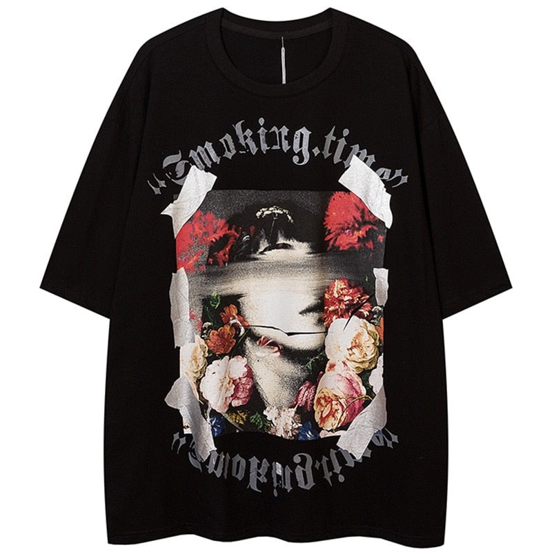 "Slow Smoke" Unisex Men Women Streetwear Graphic T-Shirt Daulet Apparel