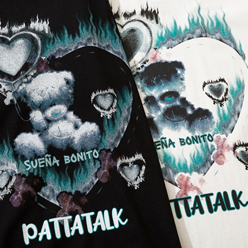 "Burned Heart" Unisex Men Women Streetwear Graphic T-Shirt Daulet Apparel